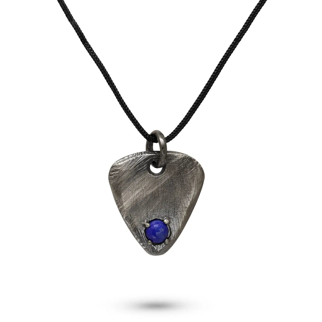 Guitar Pick Lapis Lazuli Necklace Oxidized Silver