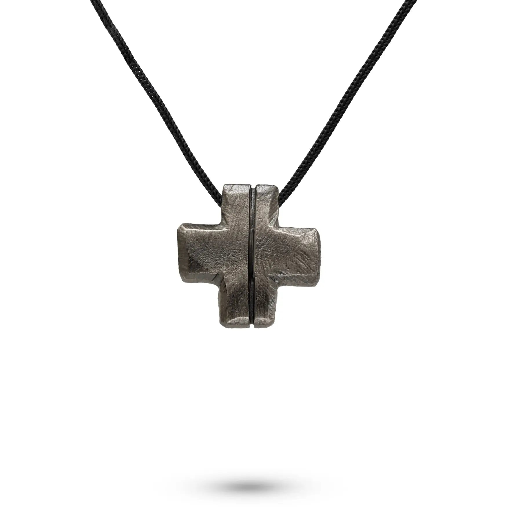 Square Cross Necklace Oxidized Silver