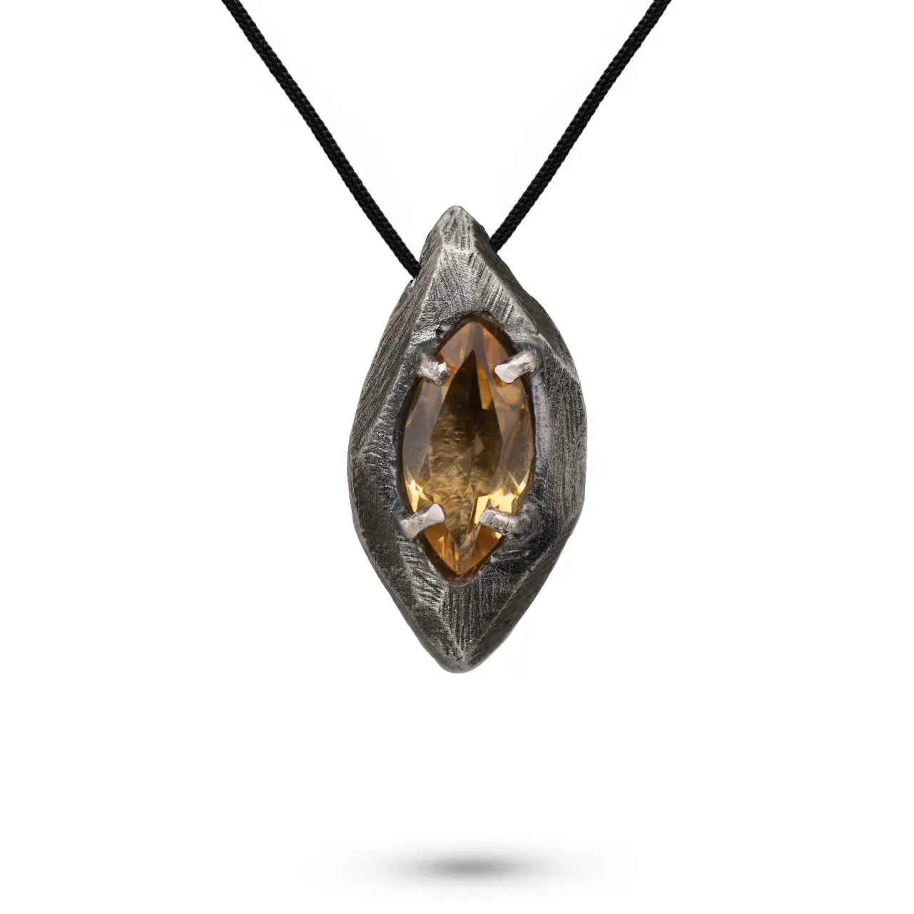 Citrine Necklace Oxidized Silver Marquise