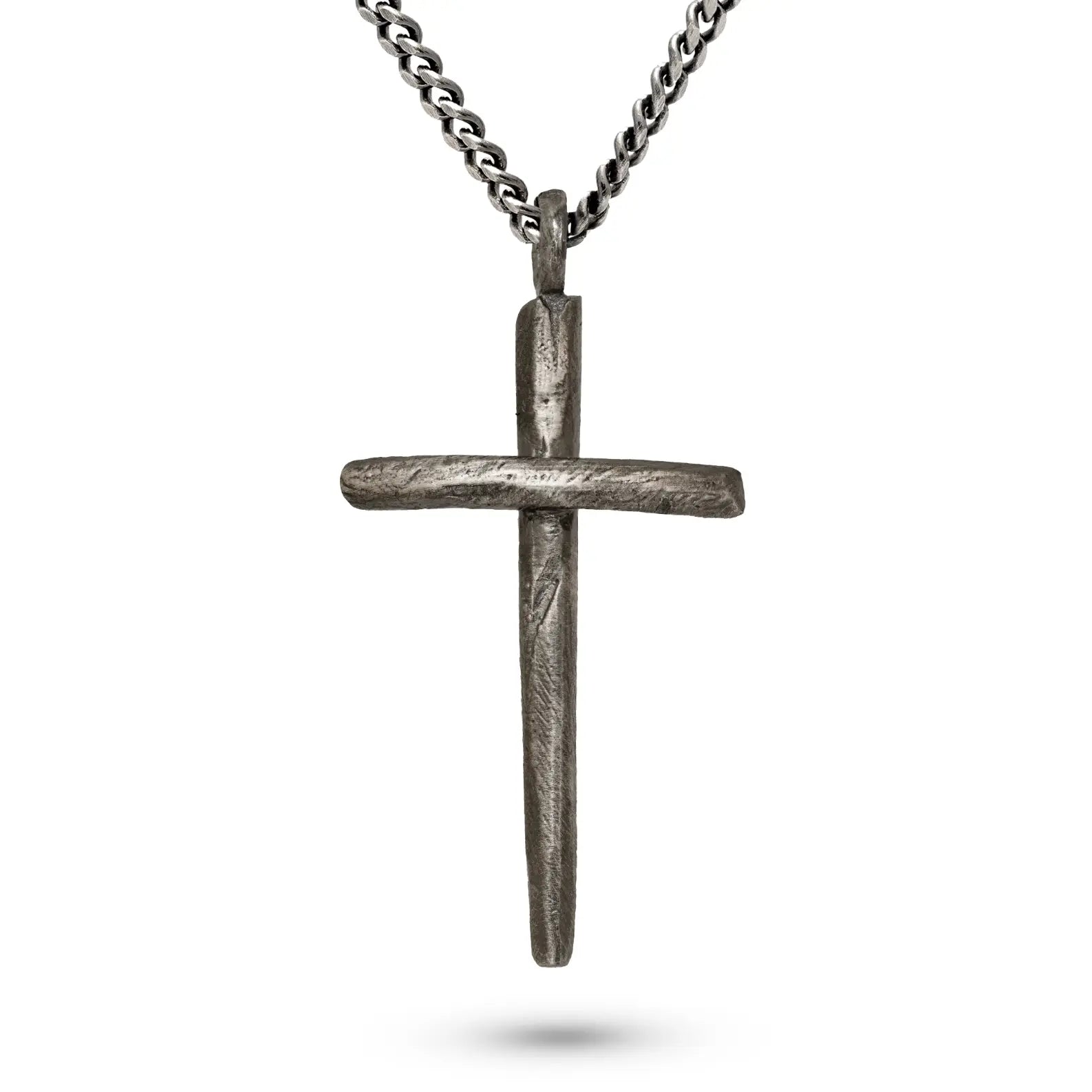 Thin Cross Necklace Oxidized Silver 925