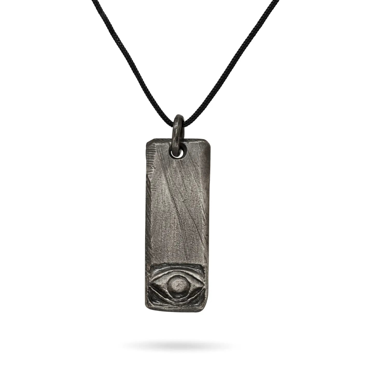 Evil Eye Bar Necklace Oxidized Silver 925