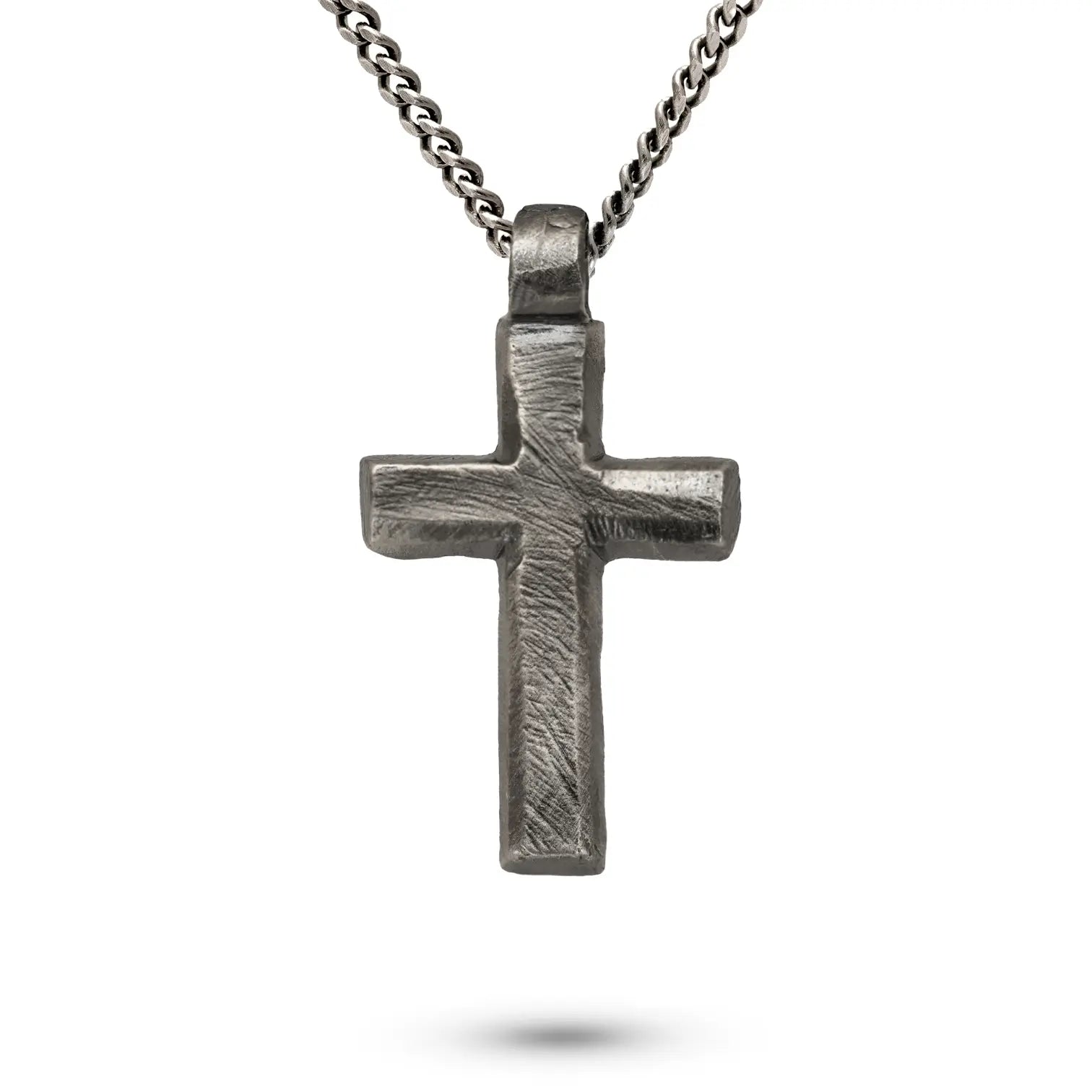 Rustic Cross Necklace Oxidized Silver 925