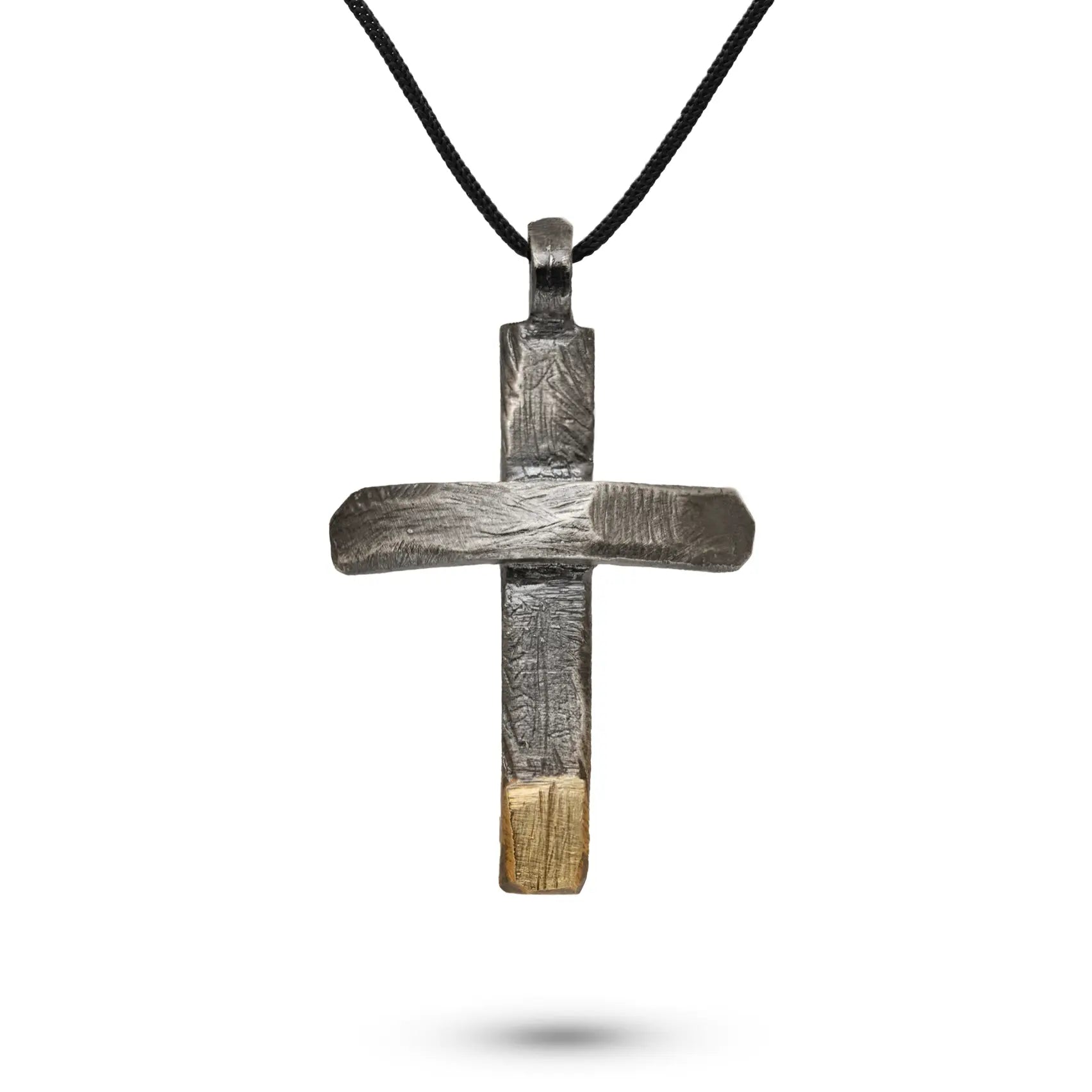 Cross Necklace Oxidized Silver 14K Gold