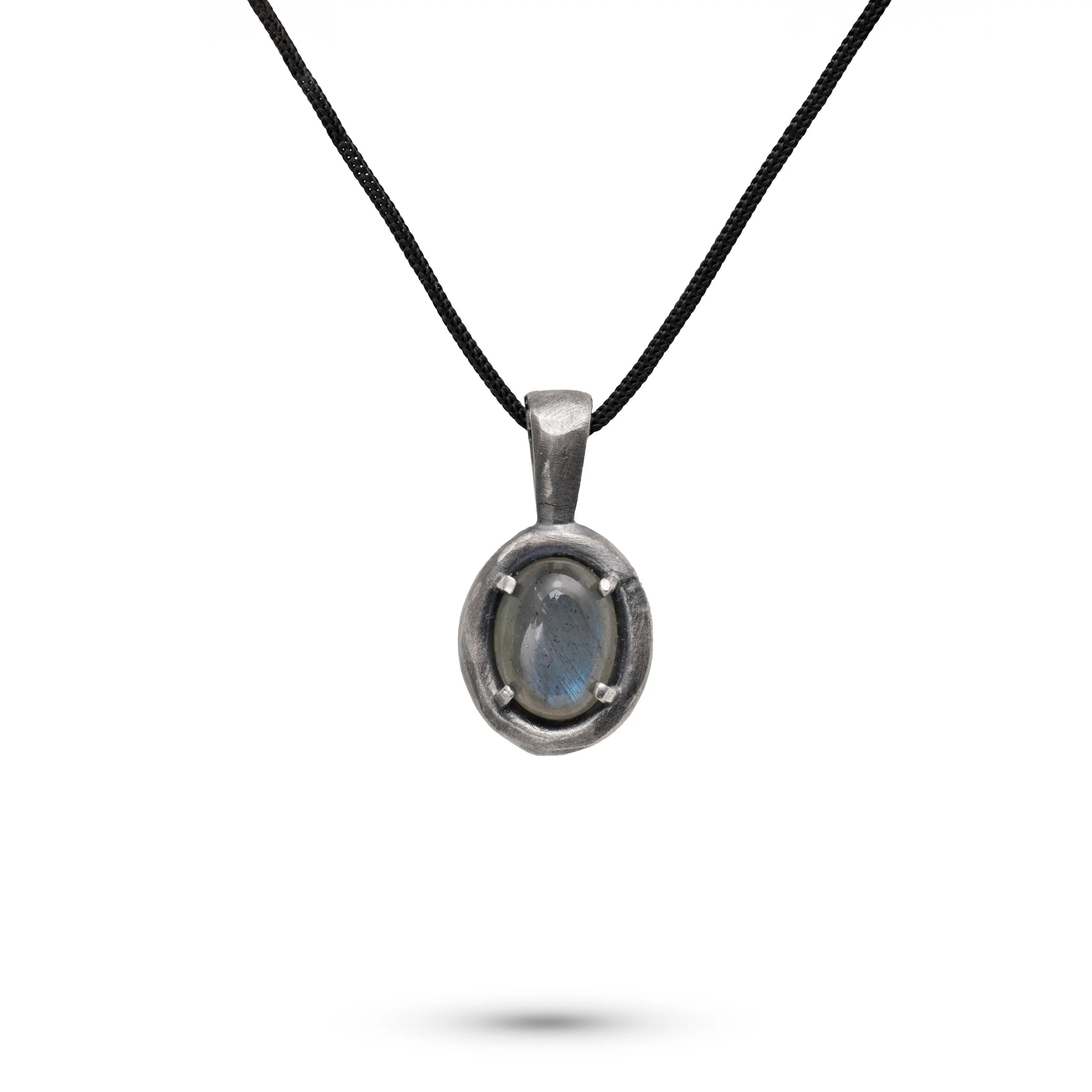 Labradorite Necklace Oxidized Silver 925 featuring a natural gemstone pendant in black oxidized silver.