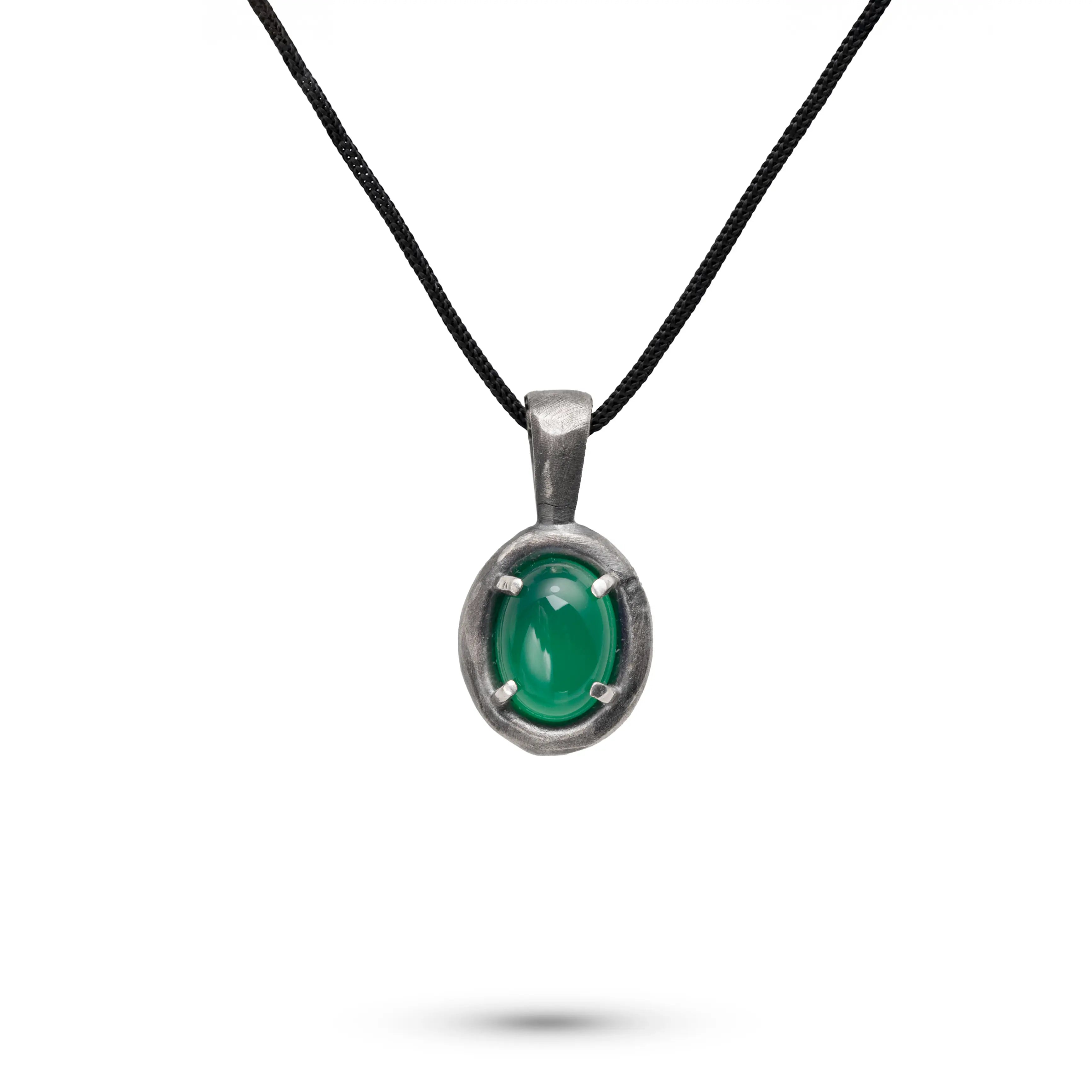 Green Onyx Necklace Oxidized Silver 925