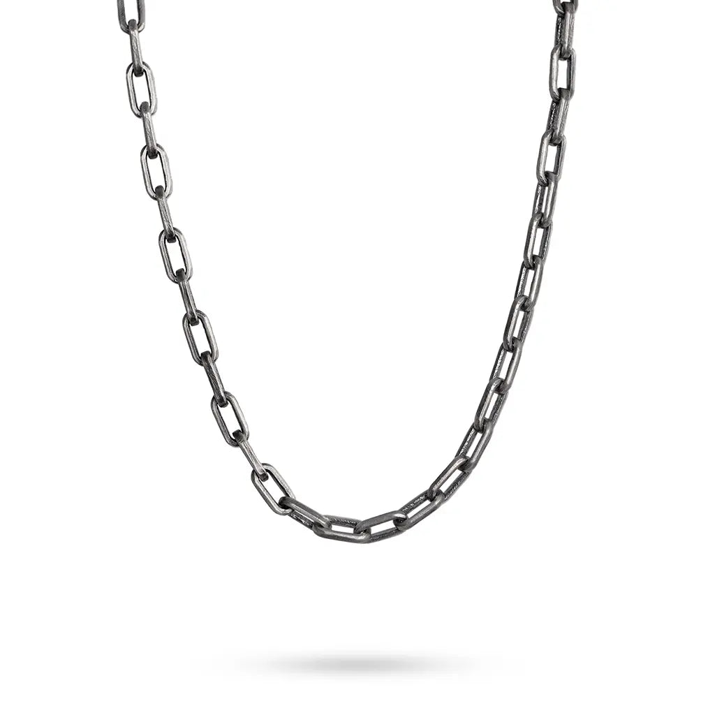 Handcrafted Chain Necklace Oxidized Silver 925 featuring a thick sterling silver chain in black oxidized finish.
