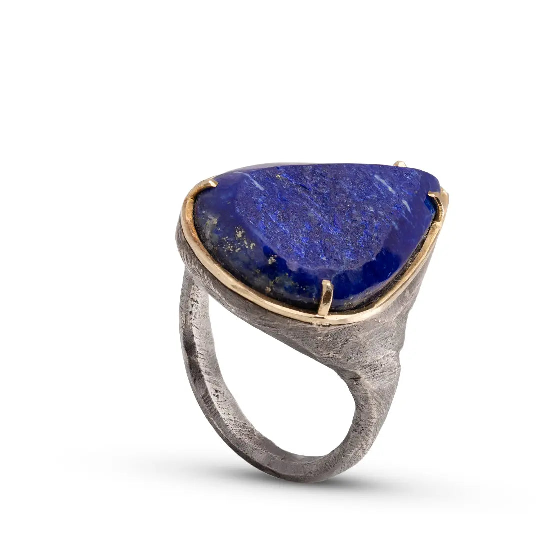 Unique Lapis Lazuli Ring In Silver And Gold