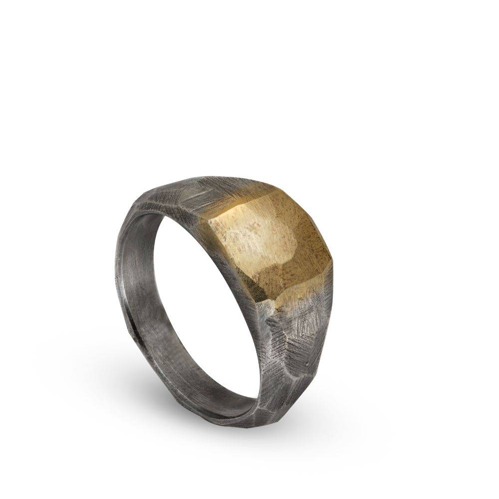 Δαχτυλίδι Οξειδωμένο Ασήμι Χρυσός Κ14