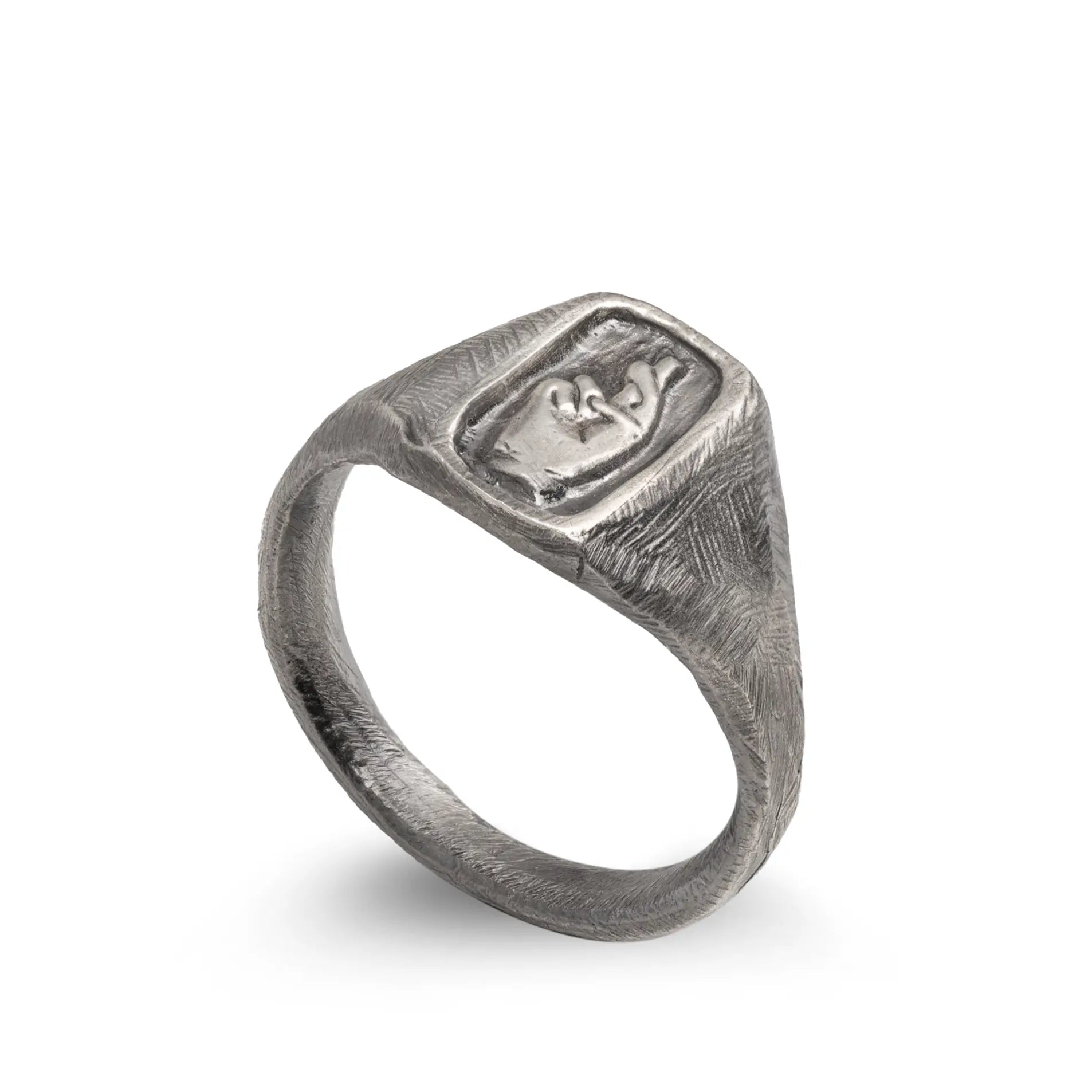 Fingers Crossed Ring Oxidized Silver 925