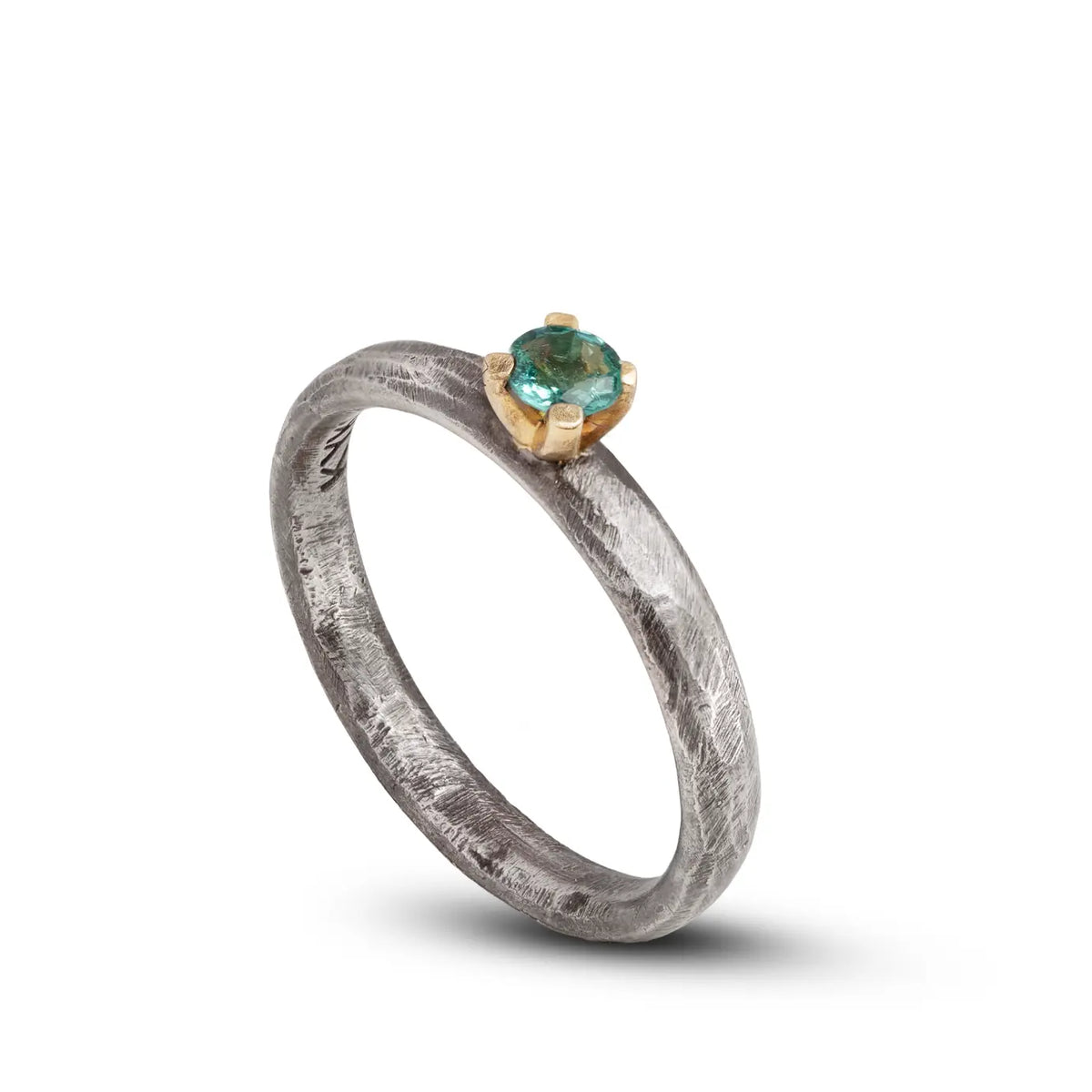 Emerald engagement ring in silver and gold featuring 0.21ct emerald, elegant design for women, 18K Pink Tourmaline Diamond Engagement Ring