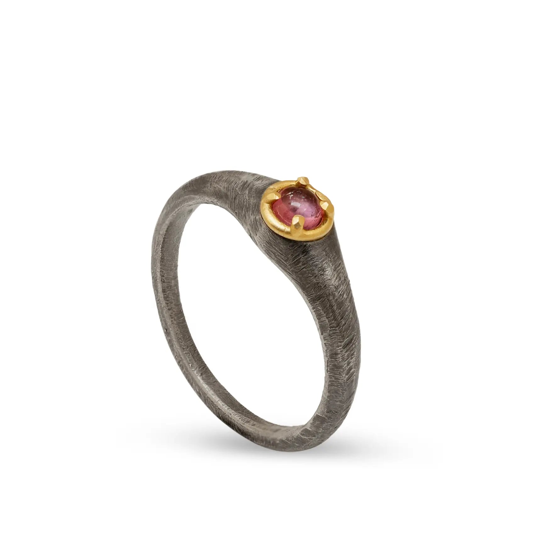 14K Gold Oxidized Silver 925 Tourmaline Ring