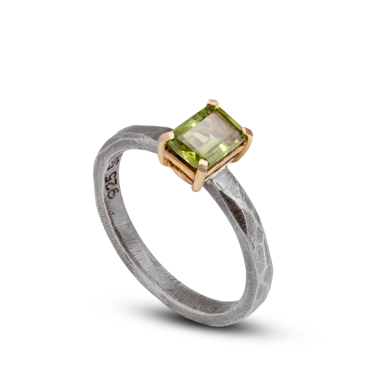 Peridot Ring In Silver And Gold