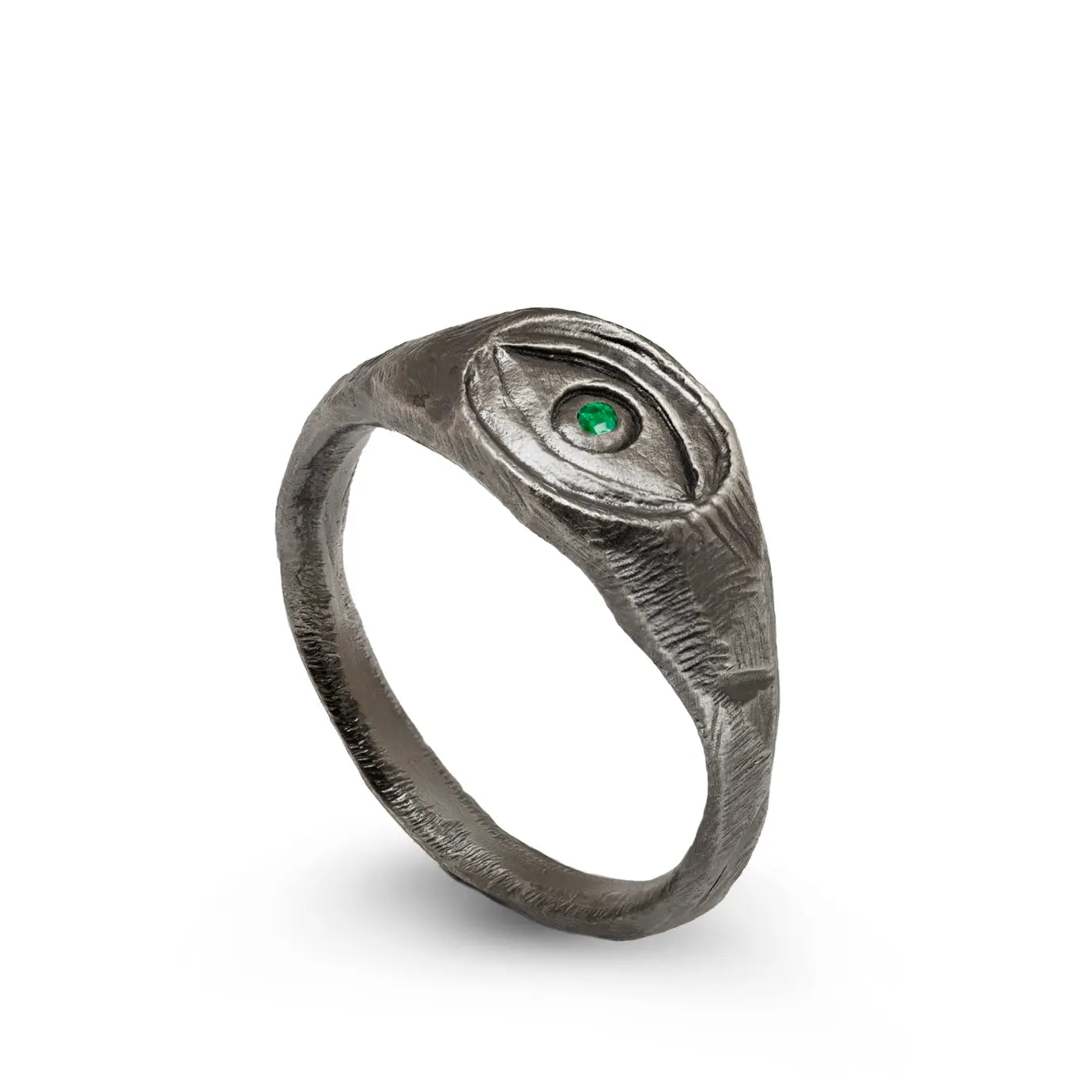 Eye Ring Emerald Oxidized Silver 925