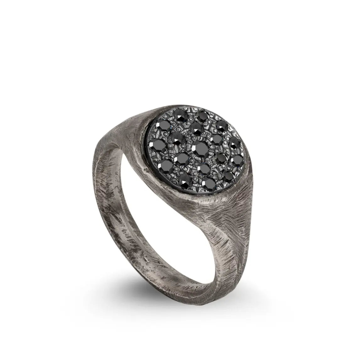Signet Ring Oxidized Silver 925 Black Diamond