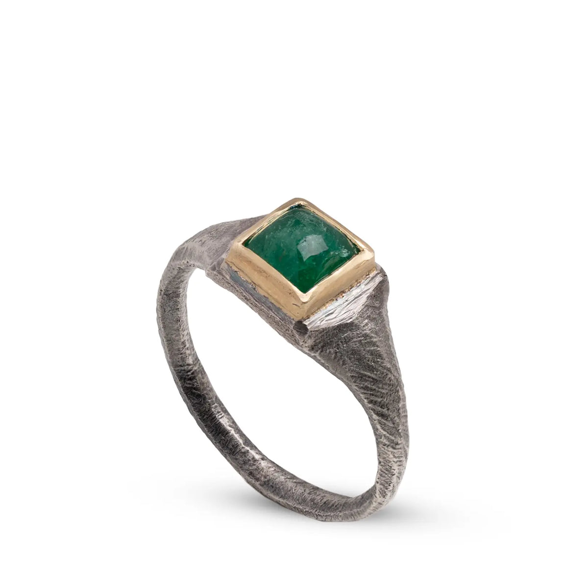 Emerald Statement Ring In Silver And Gold