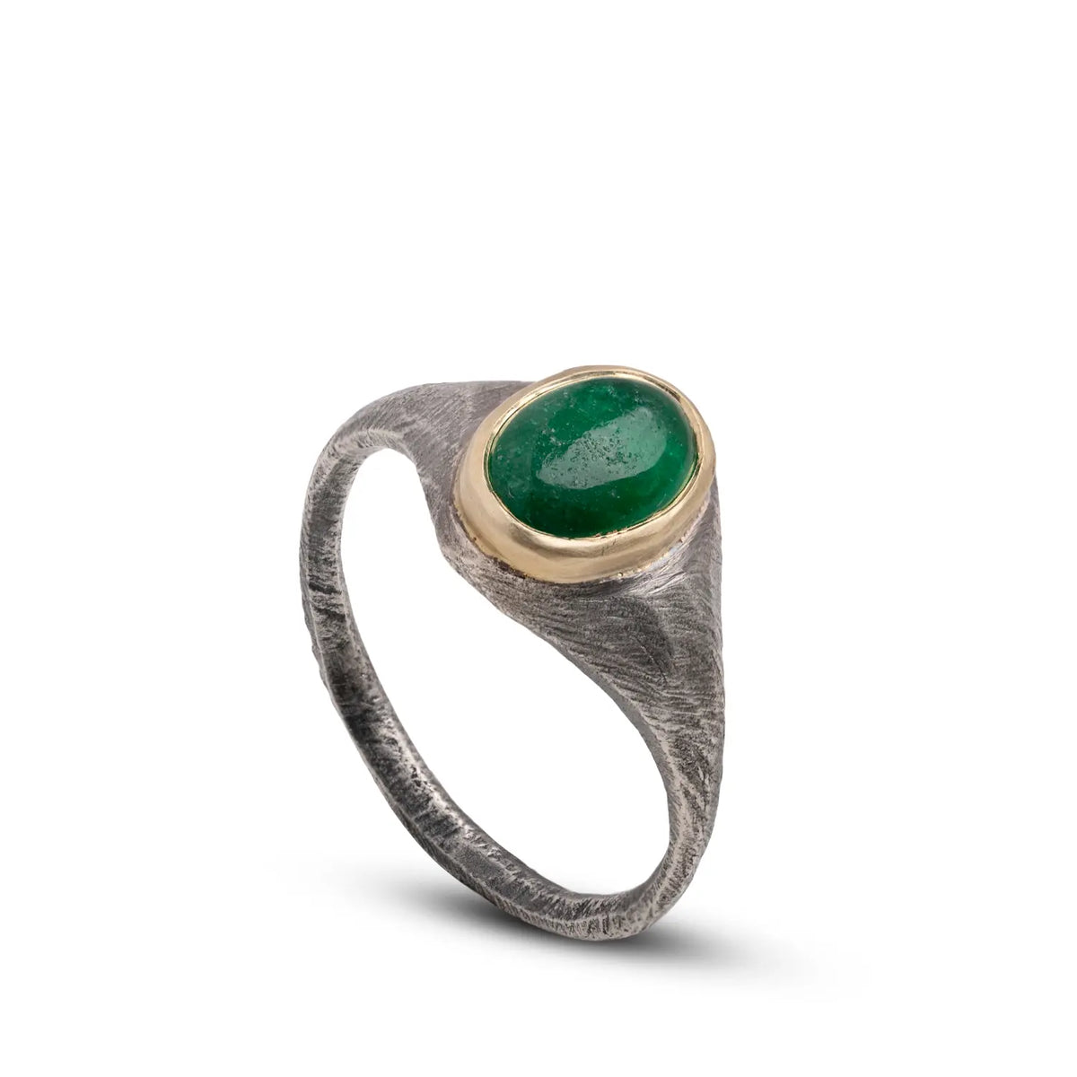 Emerald Statement Ring In Silver And Gold Oval