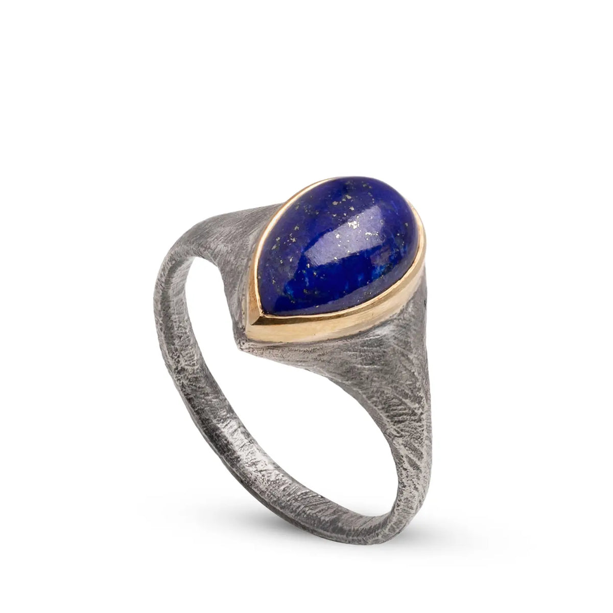 Lapis Lazuli Statement Ring In Silver And Gold