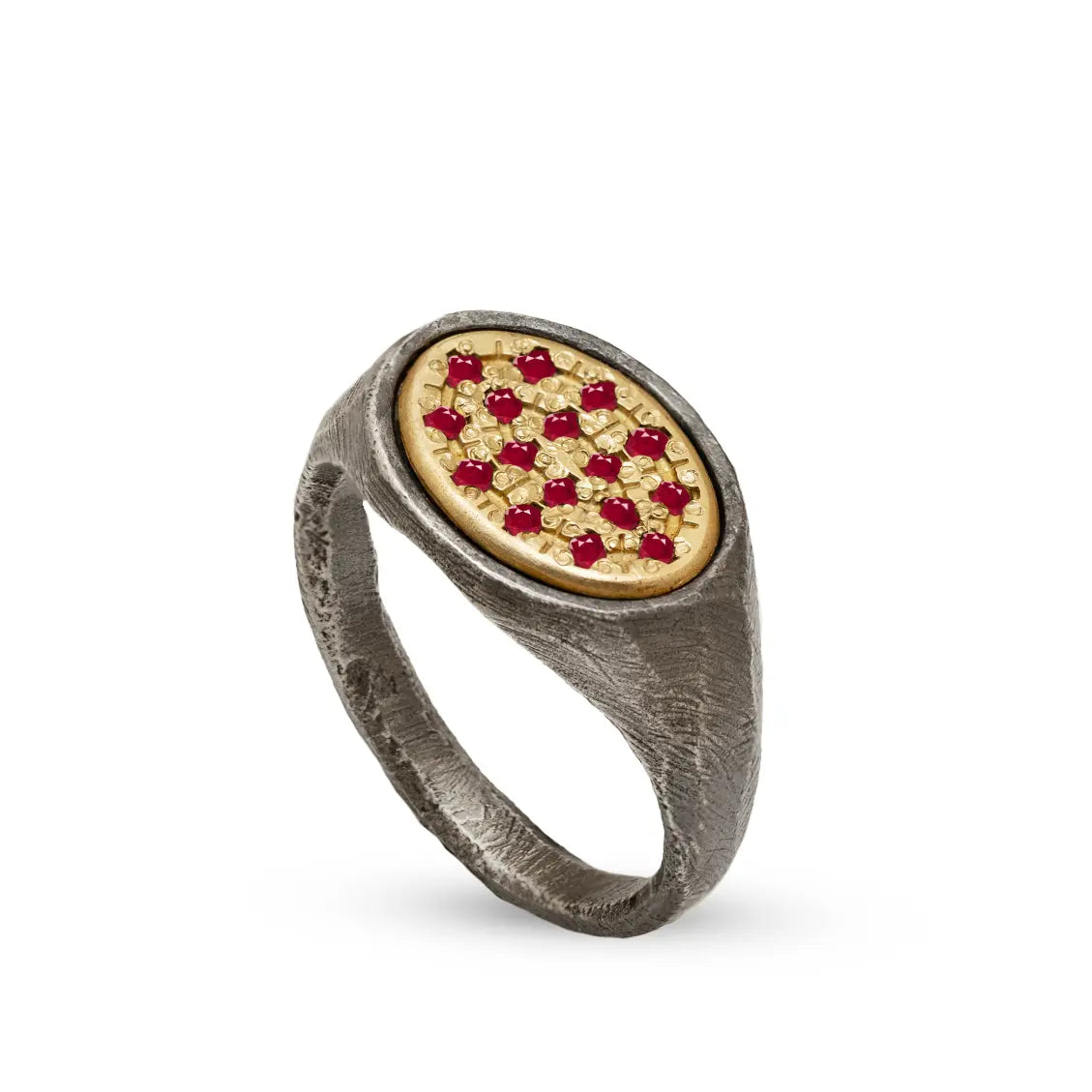 14K Gold and Silver Oval Ring With Ruby