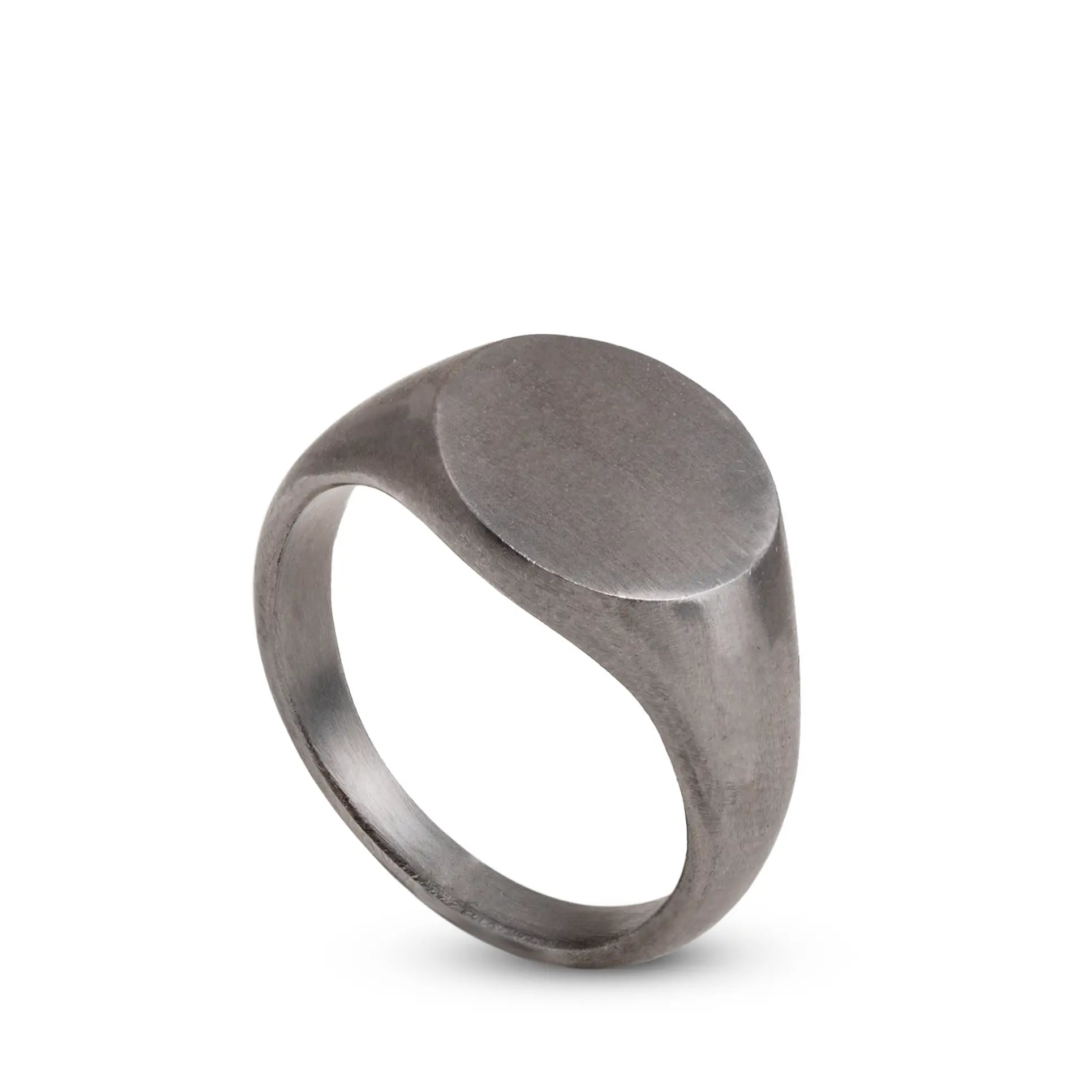 Personalized Round Ring Oxidized Silver 925 handcrafted men's statement ring