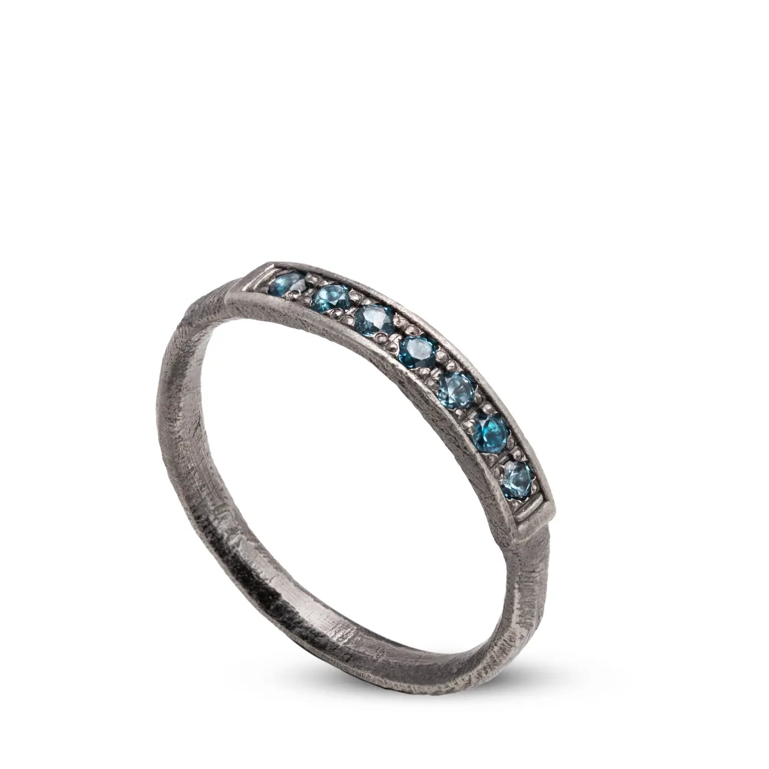 London Blue Topaz Ring Silver 925 featuring deep blue topaz stones in oxidized sterling silver.
