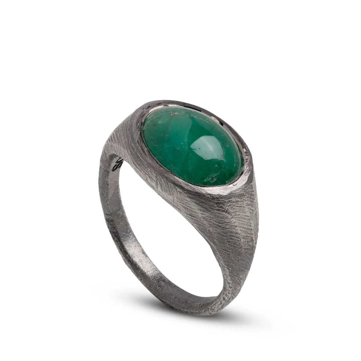 Emerald Statement Ring In Oxidized Sterling Silver