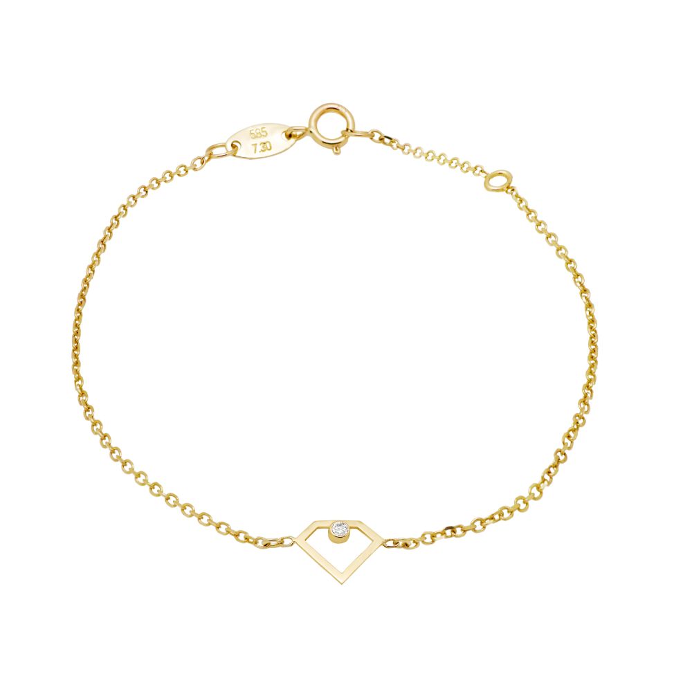 Thin Bracelet with Diamond 14K Gold Kyklos Jewelry