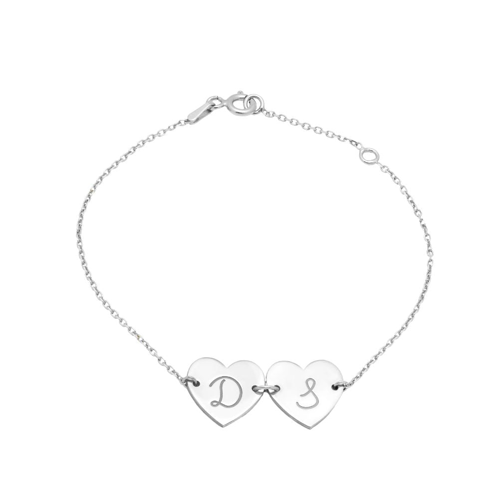 Custom Heart Charm Bracelet Sterling Silver