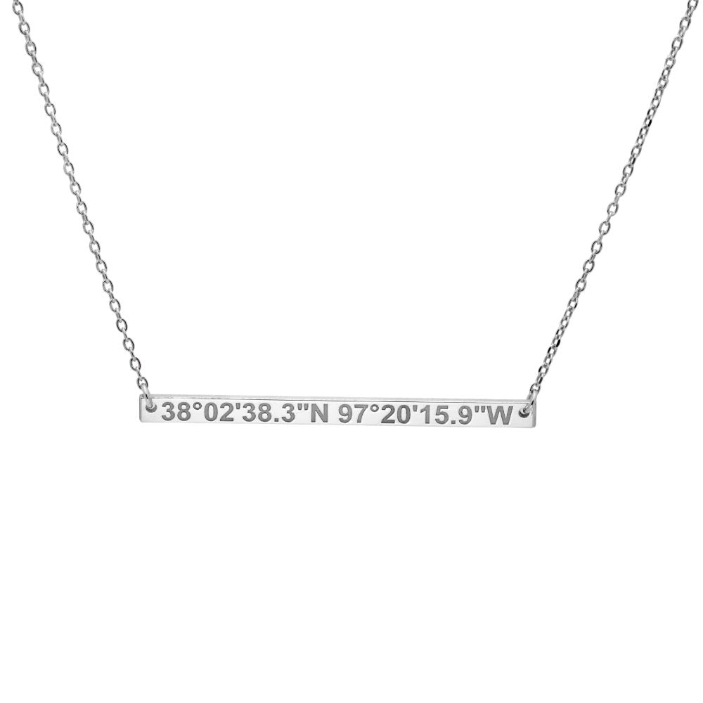 Coordinates Bar Necklace Sterling Silver