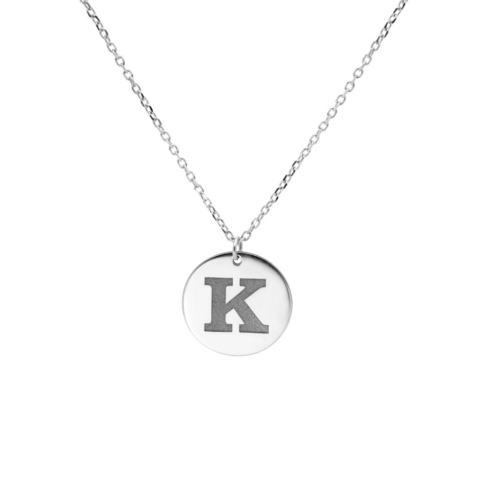 White gold initial disc necklace Clearance