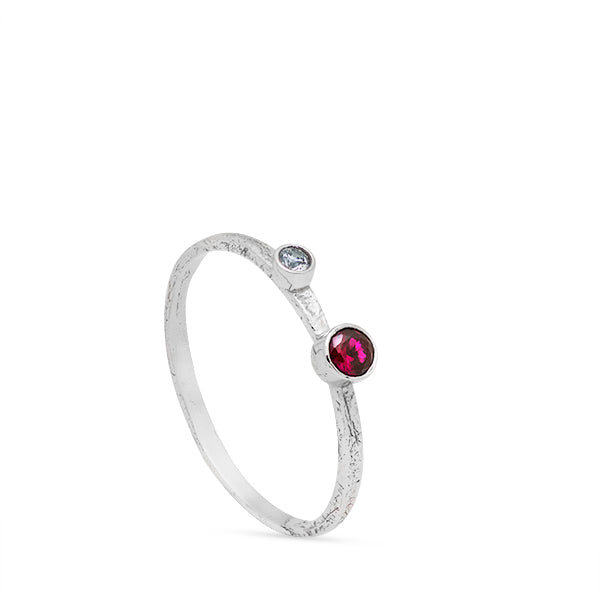 Double Birthstone Ring Sterling Silver