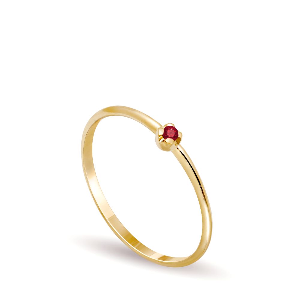 14K Gold Solitaire Ruby Ring