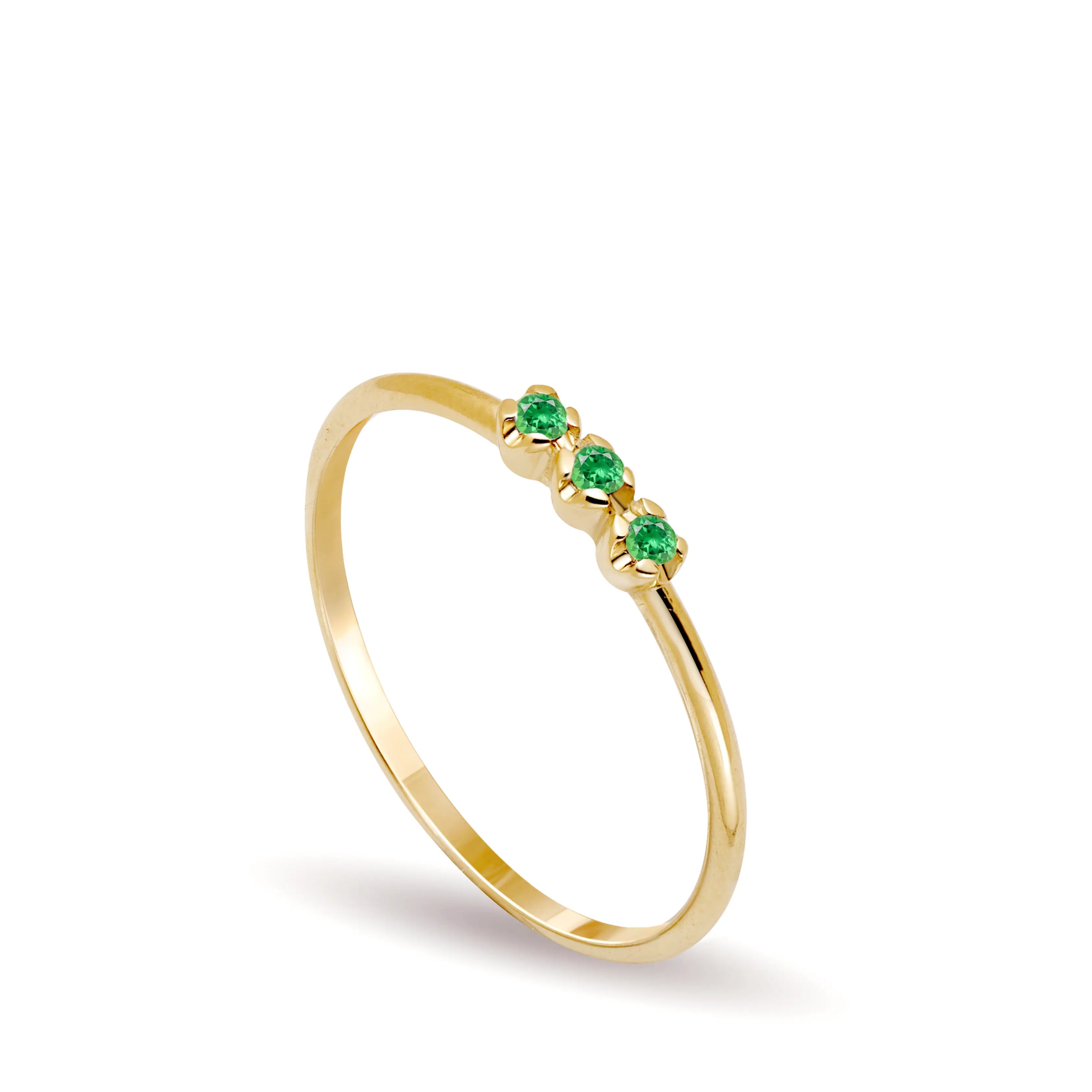 14K Gold 3 Tsavorite Ring