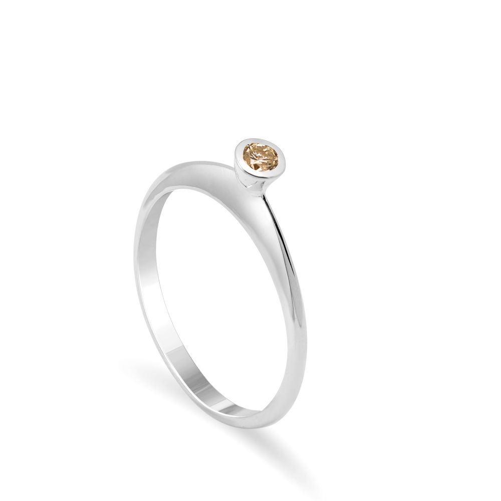 14K Gold Solitaire Brown Diamond Ring