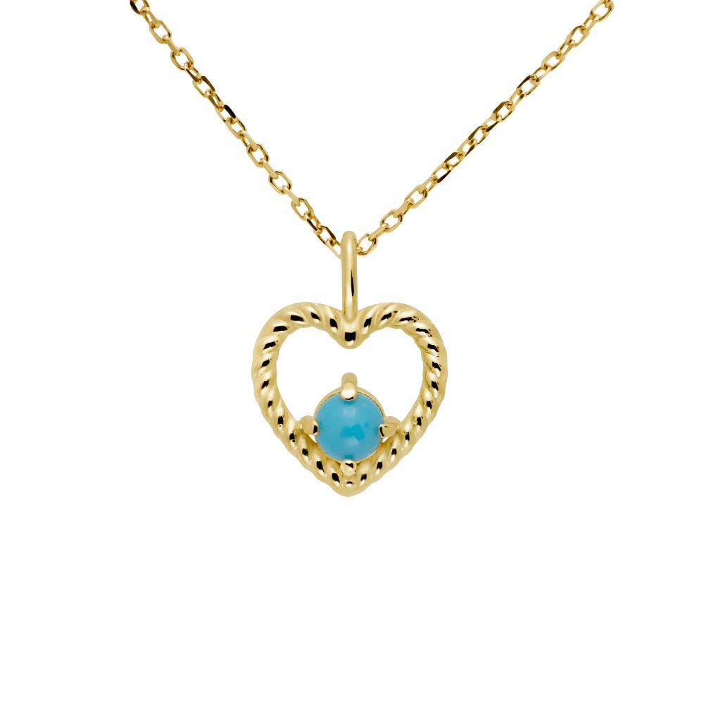 Turquoise Heart Necklace 14K Gold