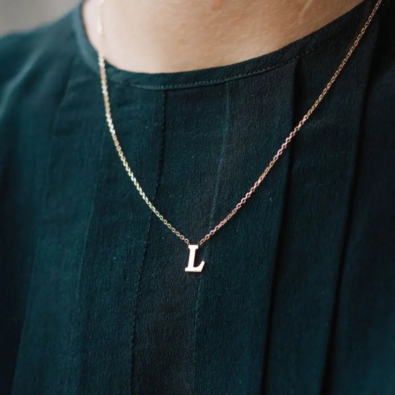 Initial Letter Necklace 14K Gold