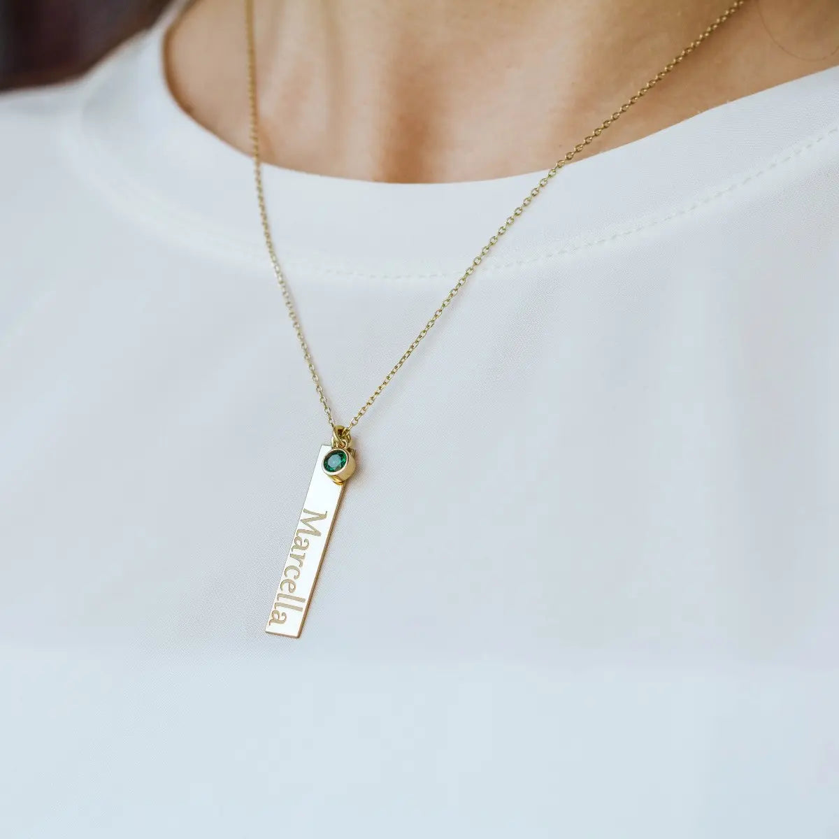 Personalized Bar Name Necklace Birthstone