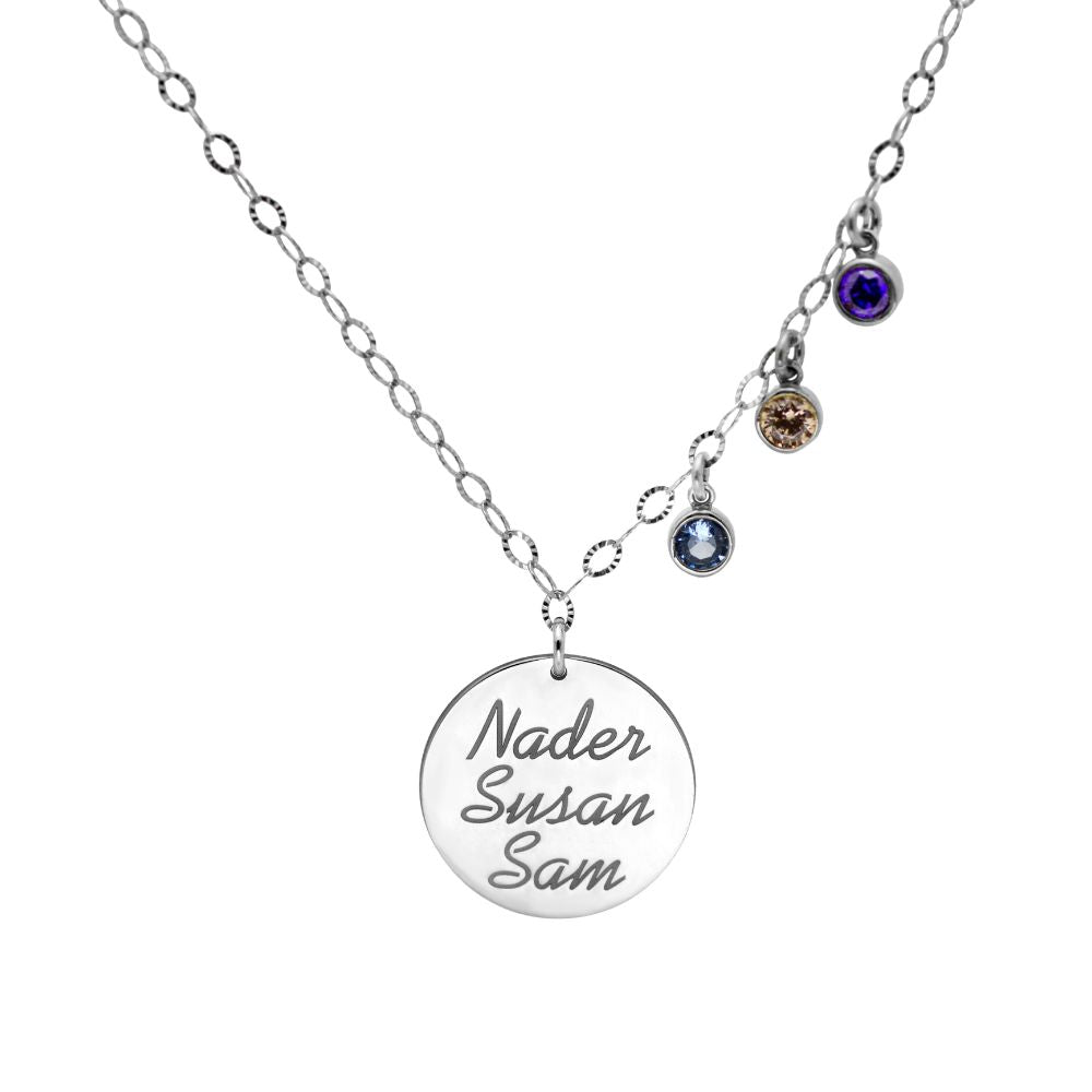 Disc Name Necklace Birthstone Necklace