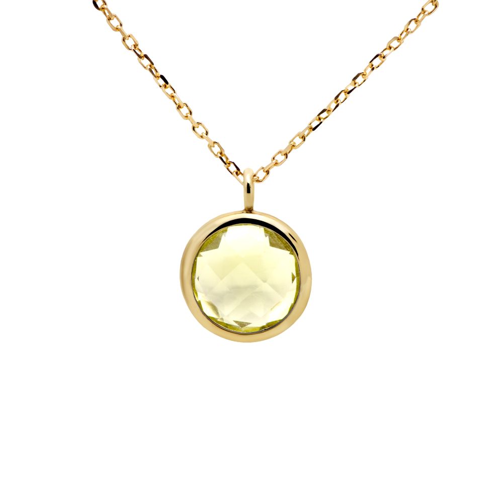 Lemon Quartz Necklace in 14K Gold