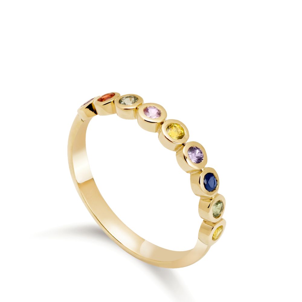 Half Eternity Ring with Colorful Sapphires