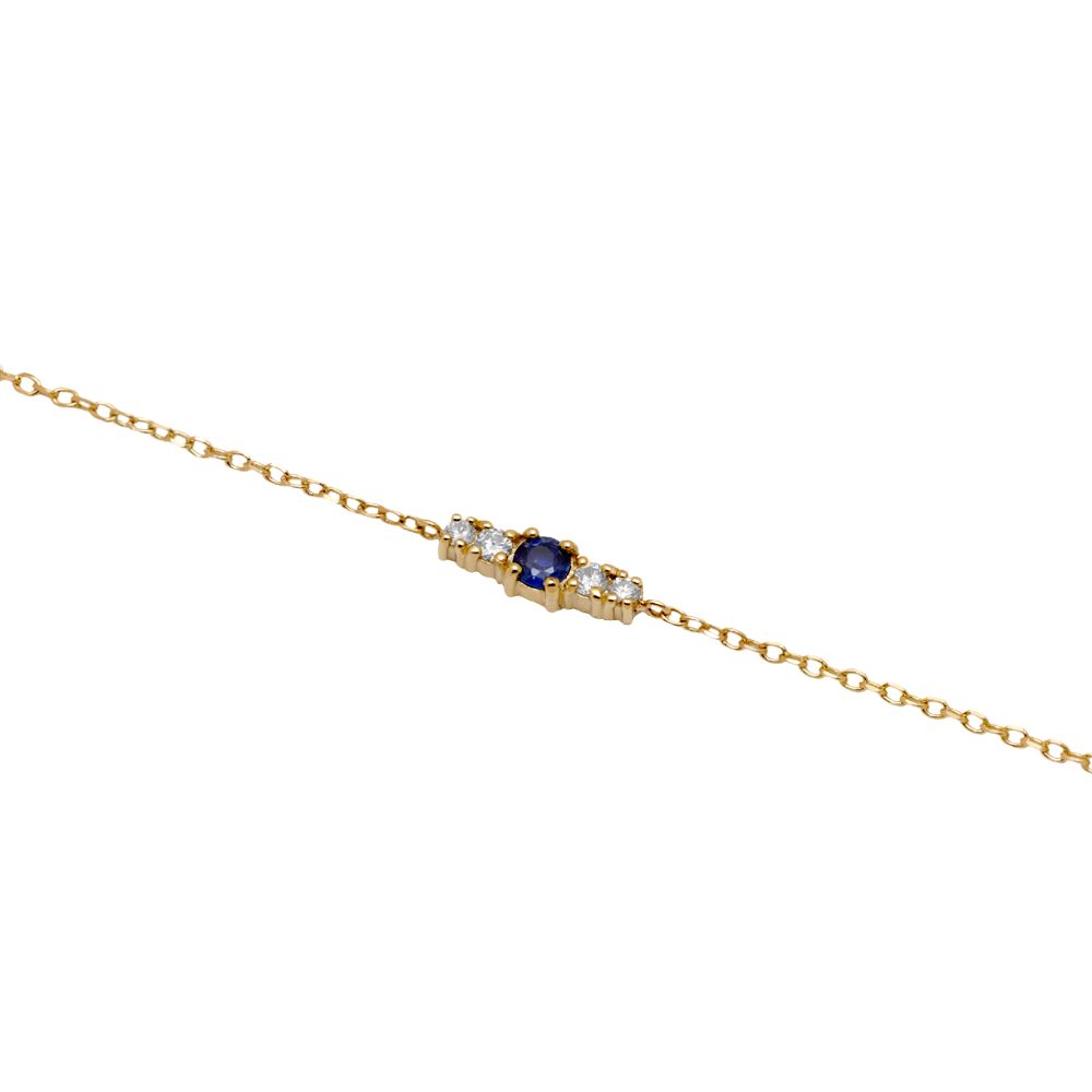 Blue Sapphire Diamond Bracelet 14K Gold