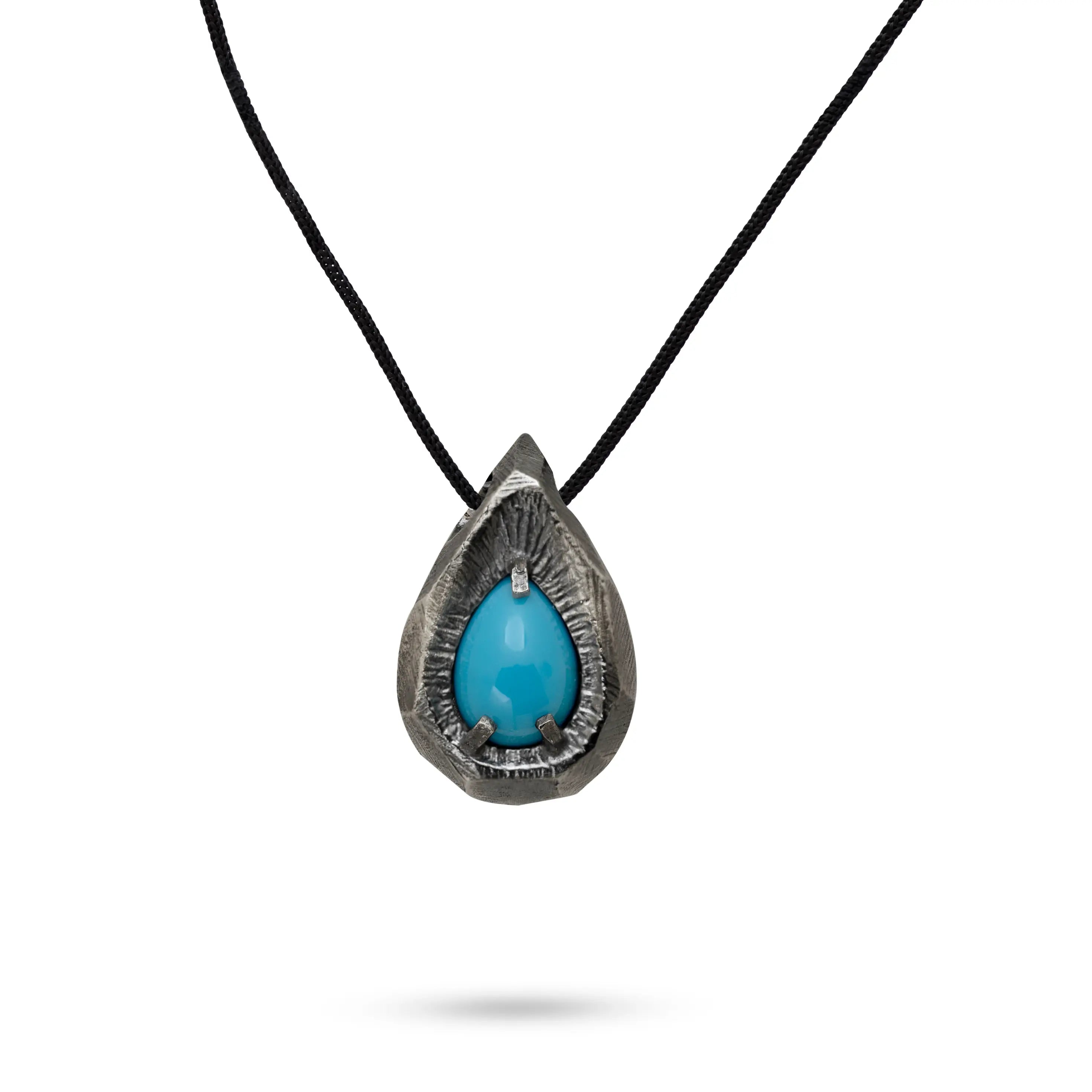 Teardrop Turquoise Necklace Oxidized Silver