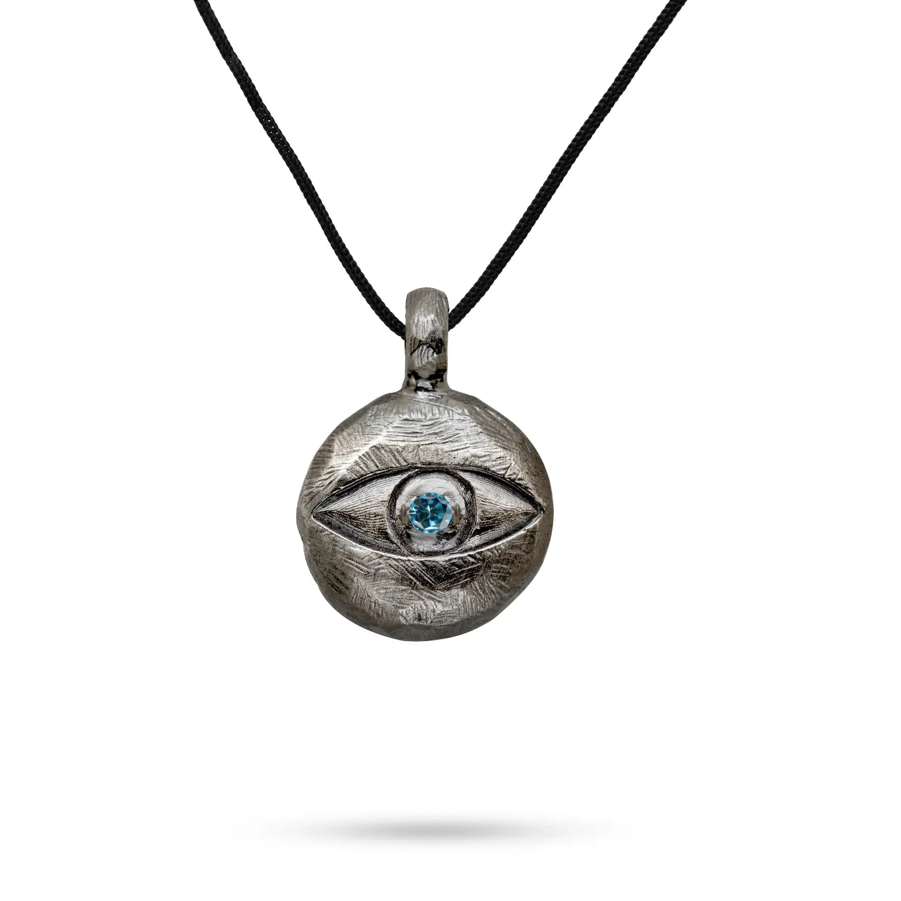 Evil Eye Necklace Oxidized Silver London Blue Topaz