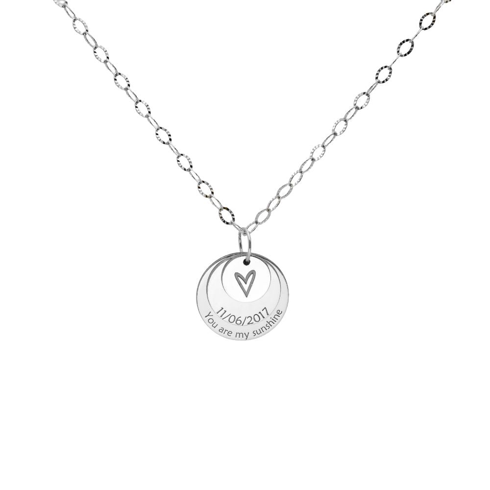 3 Disc Layered Necklace Silver