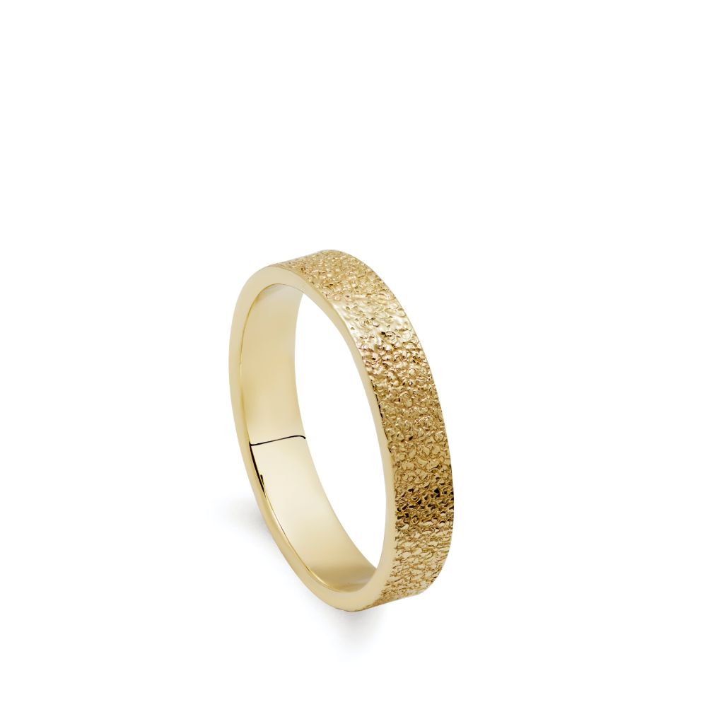 Textured Thin Wedding Band 14K Gold Kyklos Jewelry